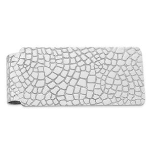 Rhodium Plated Sterling Silver Cobblestone FoldOver Money Clip 25x58mm